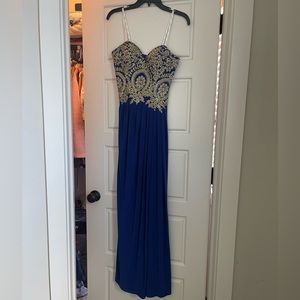 Royal blue strapless prom dress size 2